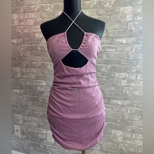 Lucy in the Sky Sparkly Purple Halter Dress